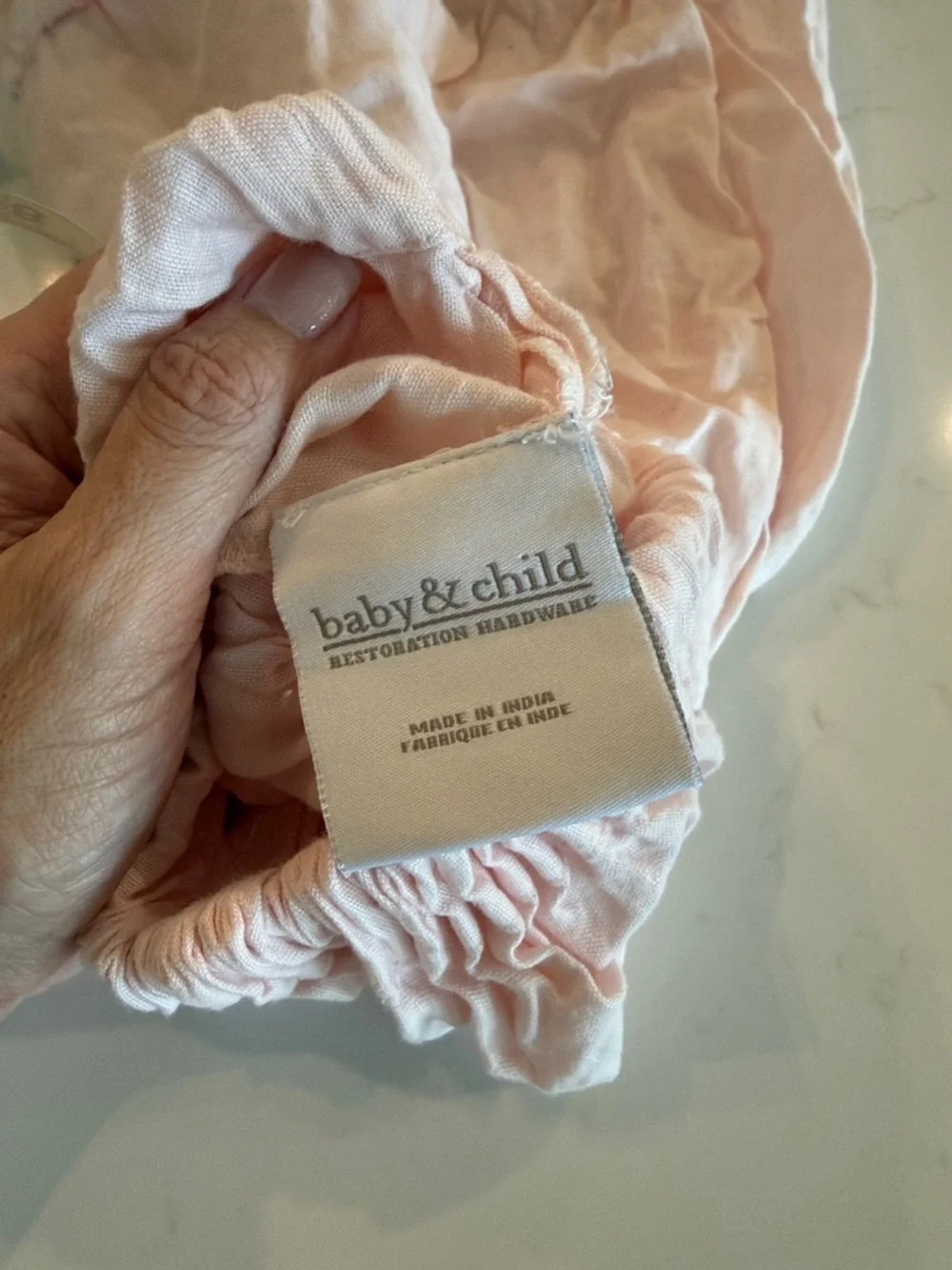 Restoration Hardware Baby & Child Soft Pale Pink Ruched bolster cover